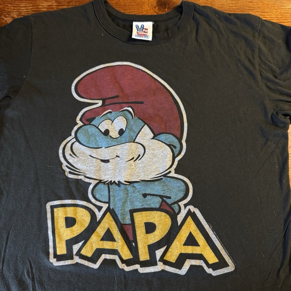 Papa Smurf Tshirt Junk Food Size Large Gray Short Sleeves